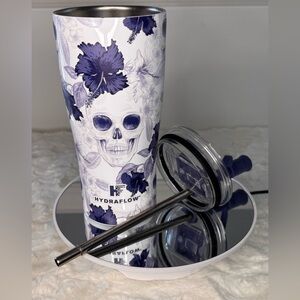 Floral Skull metal Tumbler with lid & Straw, Hydraflow 20 oz